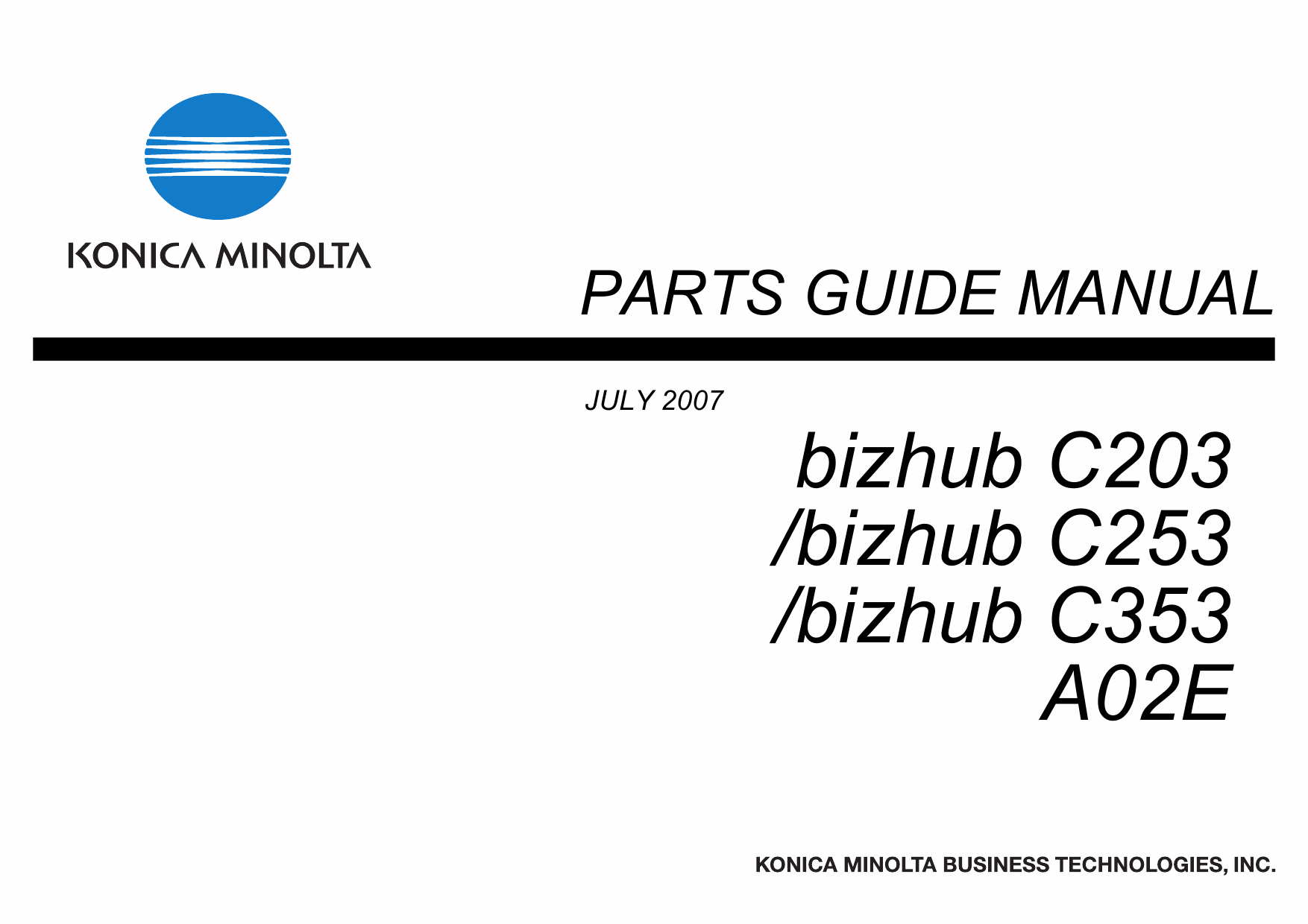 Konica-Minolta bizhub C203 C253 C353 Parts Manual-1